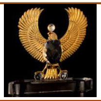 Pharaonic hawk with crystal base 22*23 gold-transparent