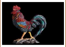 Rooster inlaid with colored chatons 15*7*20